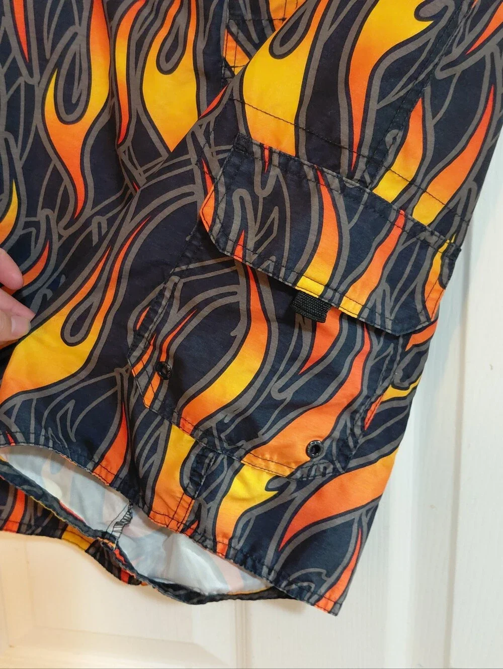 Vintage Y2K Flame Swim Trunks Shorts +  2005 Daytona Bike Week Chopper Hat Cap